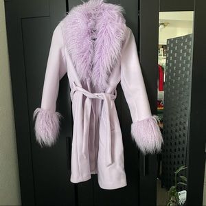 Purple faux fur penny lane coat